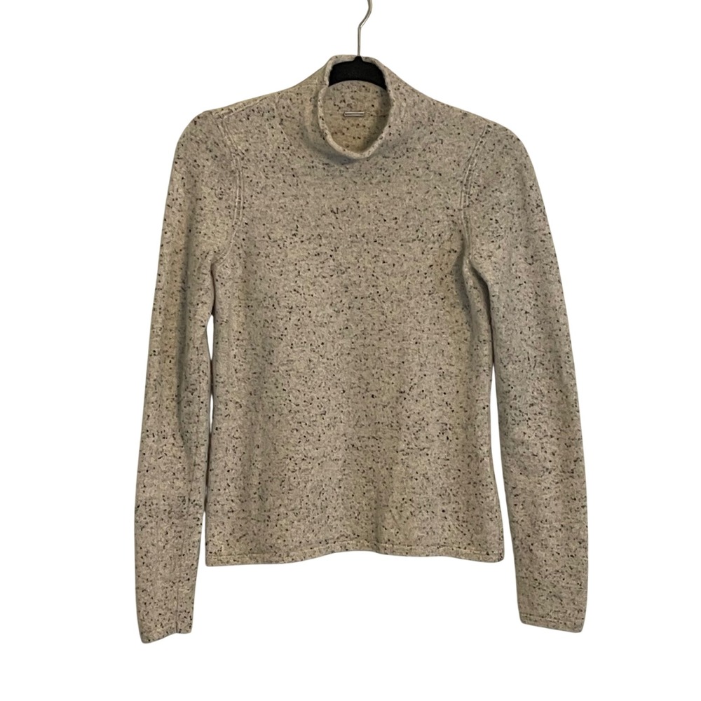 Elie Tahari‎ Womens 100% Cashmere Mock Neck Sweater Oatmeal Speckled ER6YW516 M
